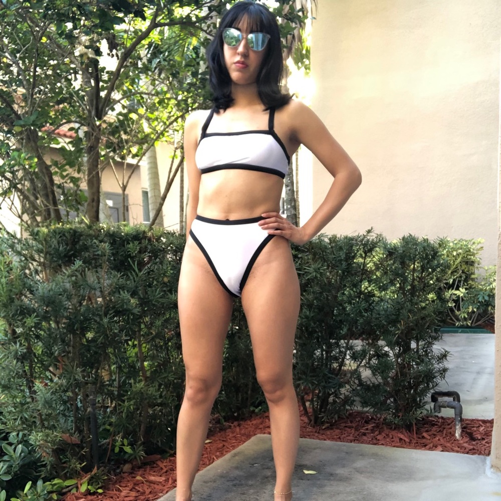 Sporty color blocked high waist cheeky bikini NWT
